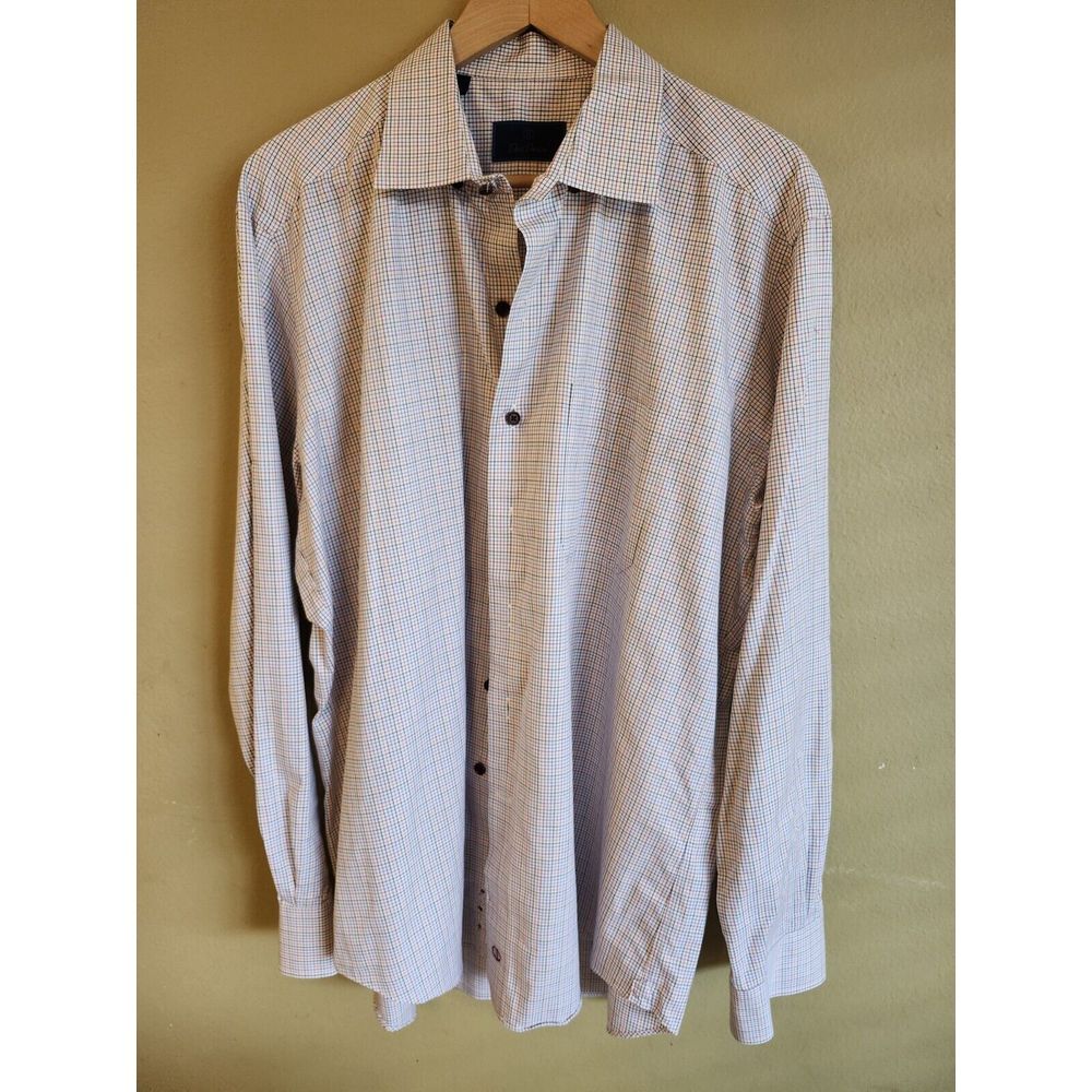 David Donahue Shirt Mens XL Blue Red Green Check  Button Up‎